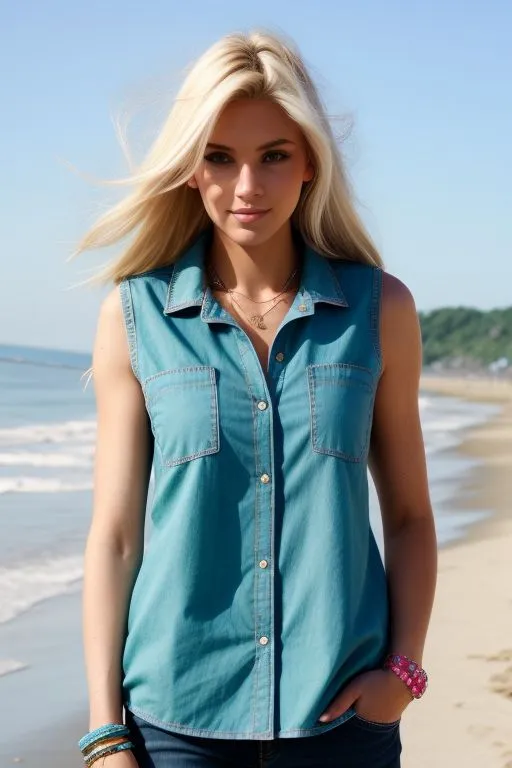 T-Shirt de Mujer sin Mangas en Estilo Denim – Actitud Moderna y Versatilidad Casual