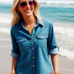 Camisa de Mujer Manga Larga Denim Vintage